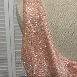 Stunning Pink Vintage Sequin Top w/ Full Zip Back